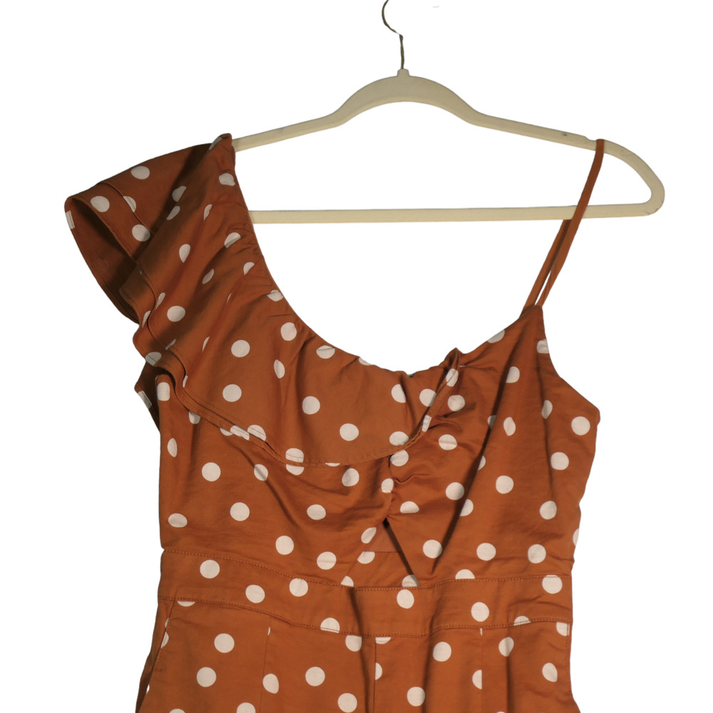 Anthropologie Orange Polka Dot Jumpsuit - Picture 3 of 14